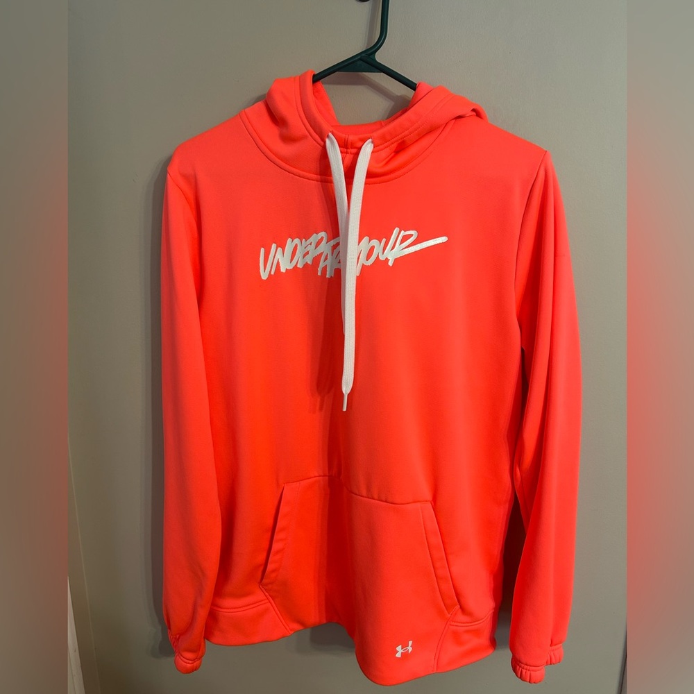 Women’s medium loose fit Under Armour hoodie Neon orange with logo